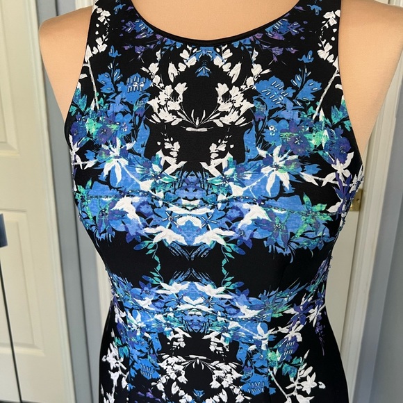 Vintage Cache Floral Bead Embellished Sheath Dress Back Zip - Picture 2 of 9